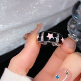 Cifeeo-Vintage Jewelry Y2K Style Y2K Enamel Drop Oil Love Heart Colorful Rings For Women Girls Korean Fashion Cute Aesthetic Pink Ring Jewelry Accessories