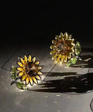 CIFEEO- 2024 New Yellow Sterling Silver Overgild Zircon Enamel Sunflower Stud Earrings DF1006