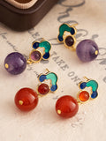 CIFEEO- Women Vintage Jade Enamel Copper Earrings CX043