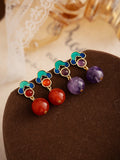 CIFEEO- Women Vintage Jade Enamel Copper Earrings CX043