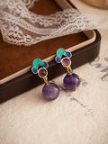 CIFEEO- Women Vintage Jade Enamel Copper Earrings CX043