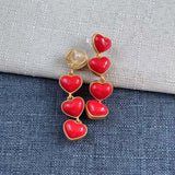 Cifeeo-vintage Valentines Gift European and American Trendy Brands with The Same Niche New Cute Three-dimensional Double-sided Peach Heart Shaped Earrings-Mom's Gift