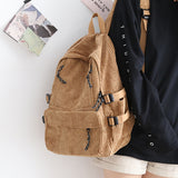 Cifeeo-back to school gifts Couple New Corduroy Women Backpack Female Korean Shoulder School Bag for Teens College Women's Travel Backpacks Laptop Computer