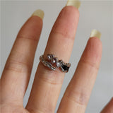 Cifeeo-Vintage Jewelry Y2K Style Vintage Goth Thorny Rose Couple Rings For Men Women Charm Irregularity Opening Stainless Steel Punk Finger Ring Jewelry Y2k Gift