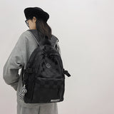 Cifeeo-back to school gifts Female Teenager Book Bags Ladies Nylon College Packet Fashion Women Plaid Leisure School Bag Girl Travel Laptop Student Backpack