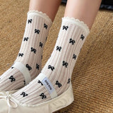 Cifeeo-Floral Socks Feminina Ruffles Autumn Womans Ankle Socks Korean Style Kawaii Harajuku Cute Stockings Thin Japanese Tights 2024