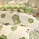 Cifeeo-2025 Spring Bedding Set Cute Cartoon Duvet Cover Set Kids Adult Twin Queen Size Girls Boys Flat Sheet Pillowcase No Filler Soft Home Decor Bedding Set