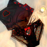 Cifeeo-Lovers Fun Lingerie Sexy Couple Underwear Set Heart Lace Panties for Lover Modal Underpants Couple Men Shorts Women Briefs New