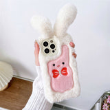 Cifeeo-gifts Plush Bow Long-Eared Rabbit Phone Case