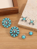 CIFEEO- 3Pcs Ethnic Style Vintage Natural Turquoise Earring Set Holiday Beach Daily Jewelry QAG50