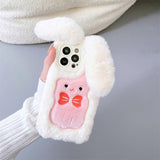 Cifeeo-gifts Plush Bow Long-Eared Rabbit Phone Case