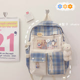 Cifeeo-back to school gifts Multi-pocket Design Women Backpack Teenage Girls School Bags Green Soft Nylon Campus Student Book Bags for School Teen