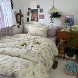 Cifeeo-ins 100% Cotton Bedding Set French Princess Style Duvet Cover Bedclothes Bedspread Pillowcases Flat Sheets Soft Comforter Sets
