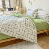 Cifeeo-2025 Spring Bedding Set Classic Bedding Set Hot Sale Plaid Green Ins Single Queen Size Duvet Cover No Filler Flat Sheet Pillowcase Home Hotel Bed Linens