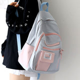 Cifeeo-back to school gifts Harajuku Backpack for Girls Female Kawaii Book Fashion Cute Ladies Bag Waterproof Nylon Backpack Student Women School Bag Laptop