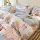 Cifeeo-2025 Spring Bedding Set Cute Bear Bedding Set No Filler Full Queen Size Duvet Cover Flat Sheet Pillowcase Kids Adults Fashion Soft Comforter Cover