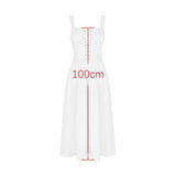 Cifeeo-Elegant and Beautiful Women's Dresses 2025 White Midi Jacquard Dress Sexy Lace Up Party Dresses Women's Clothing