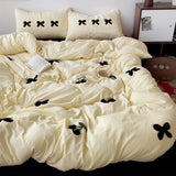 Cifeeo-Washed Cotton Bedding sets Bow Tie Duvet Cover bed sheets with Pillowcase Bedding Linens Set for Queen/King edredones de cama