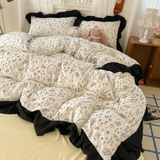 Cifeeo-2025 Spring Bedding Set French Floral Bedding Set No Filler Korean Romantic Ruffles Single Double Queen Size Duvet Cover Sheet Pillowcase Home Textile