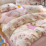 Cifeeo-2025 Spring Bedding Set Cute Cartoon Bedding Set New No Filler Ins Soft Duvet Cover Flat Sheet Pillowcases Twin Queen Size Girls Boys Comforter Cover