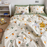 Cifeeo-2025 Spring Bedding Set Floral Korean Style Duvet Cover Set No Filler Pillowcase Flat Sheet Twin Queen Size Boys Grils Romantic Bedding Kit