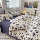 Cifeeo-2025 Spring Bedding Set Green Floral Bedding Set No Filler Ins Twin Queen Duvet Cover Flat Sheet Pillowcase Girls Adults Fashion Comforter Cover