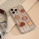 Cifeeo-gifts Cute 3D Button Stripes Glitter Phone Case