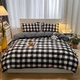 Cifeeo-Grid Series Bedding Comforter Cover Set with Pillowcase bed sheet Single Full Bed Linen Orange Duvet Cover Queen/King Double