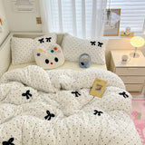 Cifeeo-Polka Dot Washed Cotton Bedding sets Duvet Cover bed sheets with Pillowcase Bedding Linens Set for Queen/King edredones de cama