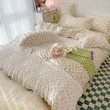 Cifeeo-2025 Spring Bedding Set Ins Princess Bedding Set No Filler Floral Korean Ruffles Duvet Cover Pillowcase Bedskirt Single Queen Size Home Decor Bedspread