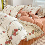 Cifeeo-2025 Spring Bedding Set Ins Duvet Cover Set No filler Floral Style with Flat Sheet Pillowcase Twin Queen Double Girls Boys Home Deco New Bed Linen