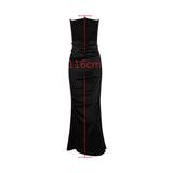 Cifeeo-Maxi Strapless Formal Occasion Dresses Elegant Bodycon Corset  Party Dresses Sexy Velvet and Satin Patchwork Dress