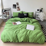 Cifeeo-2025 Spring Bedding Set Ins Style Big Eyes Duvet Cover No Filling Double Mix Color Flat Sheet Pillowcases Washed Cotton Embroidery Queen Bedding Set