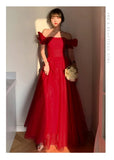 Cifeeo-nye outfits Prom Evening Dresses Women Vestidos Mesh Red Party Wedding Bridesmaid Dress Zipper Elegant Banquet Gown Vestido 2025 Clothing-back to school dress 2025