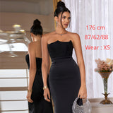 Cifeeo-Maxi Strapless Formal Occasion Dresses Elegant Bodycon Corset  Party Dresses Sexy Velvet and Satin Patchwork Dress