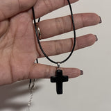 Cifeeo-Vintage Jewelry Y2K Style Vintage Gothic Black Rope Red Cross Pendant Necklace for Couple Jewelry Aesthetic Accessories