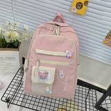 Cifeeo-back to school gifts Harajuku Backpack for Girls Female Kawaii Book Fashion Cute Ladies Bag Waterproof Nylon Backpack Student Women School Bag Laptop