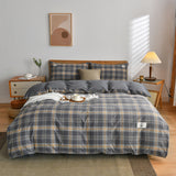Cifeeo-100% Cotton Bedding Quilt Cover Set with Pillowcase Japan Style Grid  housse de couette 220x240 Duvet Cover set King Size