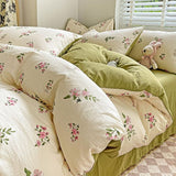 Cifeeo-2025 Spring Bedding Set Ins Duvet Cover Set No filler Floral Style with Flat Sheet Pillowcase Twin Queen Double Girls Boys Home Deco New Bed Linen