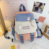 Cifeeo-back to school gifts Mini Women's Backpack Small Girls' Contrasting Color School Bag Waterproof Nylon Fabric Japanese Casual Girl Schoolbag Female