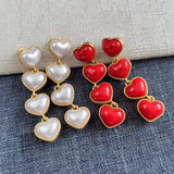 Cifeeo-vintage Valentines Gift European and American Trendy Brands with The Same Niche New Cute Three-dimensional Double-sided Peach Heart Shaped Earrings-Mom's Gift