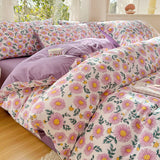 Cifeeo-2025 Spring Bedding Set Romantic Floral Duvet Cover Set Ins Style with Flat Sheet Pillowcase No Filler Single Queen Size Home Decor Bed Linens