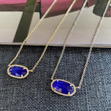 Cifeeo-vintage Valentines Gift European and American Fashion Trends, Simple and Multi Cut Blue Cat's Eye Stone Oval Necklace, Women's Jewelry-Mom's Gift