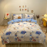 Cifeeo-2025 Spring Bedding Set Kawaii Kids Bedding Set Soft Cotton Flat Fitted Sheet Duvet Cover Pillowcases Single Queen Cartoon Boy Girls Dormitory Bed Linen