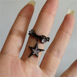 Cifeeo-Vintage Jewelry Y2K Style Vintage Goth Thorny Rose Couple Rings For Men Women Charm Irregularity Opening Stainless Steel Punk Finger Ring Jewelry Y2k Gift