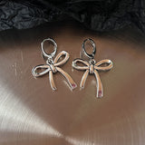 Cifeeo-Vintage Jewelry Y2K Style Vintage Bowknot Pendant Hoop Earrings for Women Egirl Unusual Korean Fashion Aesthetic Bow Ear Rings Y2K Jewelry Accessories