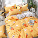 Cifeeo-2025 Spring Bedding Set Cute Bear Bedding Set Girls Boys Kids Single Double Size Flat Sheet Duvet Cover Pillowcase Bed Linens White Blue Home Textile