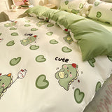 Cifeeo-2025 Spring Bedding Set Cute Dinosaur Bedding Set Hot Sale Ins Single Queen Size Duvet Cover No Filler Flat Sheet Pillowcase Home Hotel Bed Linens