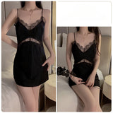 Cifeeo-Simple and High-end Suspender Nightgown Pajama Woman Winter Lace-up Robe Women's Pajamas Set Hot Women's Night Shirts Underwear