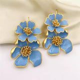 Cifeeo-vintage Valentines Gift European And American Fashion Oscar Long Enamel Drop Glaze Flower Earpieces High-Grade Niche Design Earpieces-Mom's Gift